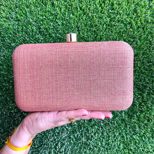 Handmade Rose Gold Colored Beaded Clutch With Removable Chain Image 2
