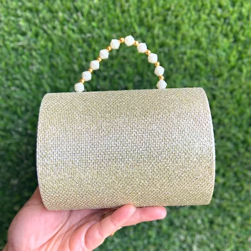 Mini Handmade Golden And White Clutch For Kids Image 3