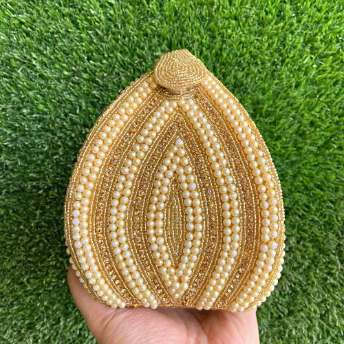 Handcrafted Designer Gold Pearl Potli Bag/Clutche - Clutches | Laadosa Creations