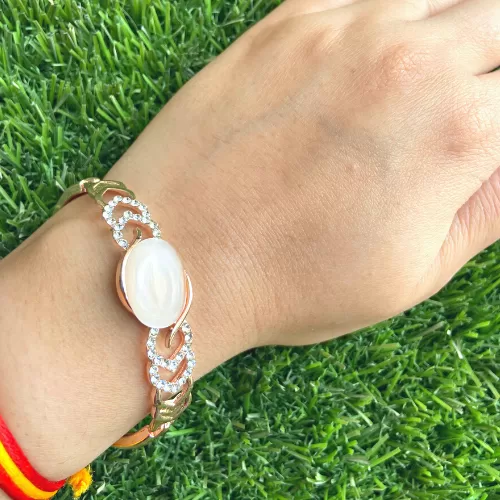 Rose Gold Colored Mona Lisa Bangle Bracelet for Girls and Women Image 2