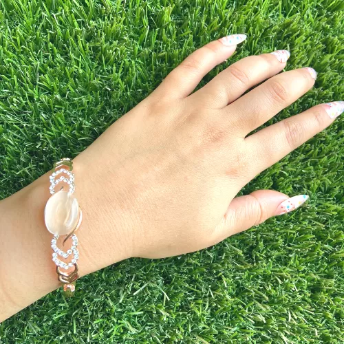 Rose Gold Colored Mona Lisa Bangle Bracelet for Girls and Women Image 4