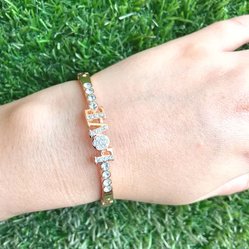 Love Name Rhinestone Studded Rose Gold Colored Bracelet For Girls - Bracelets | Laadosa Creations