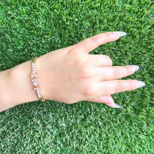 Love Name Rhinestone Studded Rose Gold Colored Bracelet For Girls Image 2