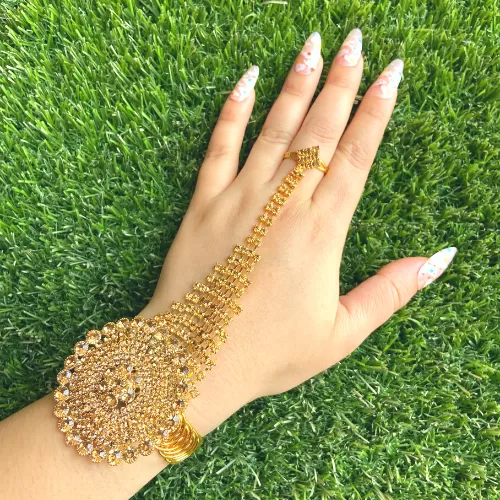 Hath Phool Or Hand Bracelet With Attached Ring - Bracelets | Laadosa Creations