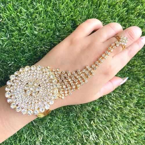Silver Tone Haath Phool or Hath Panja for Women - Bracelets | Laadosa Creations