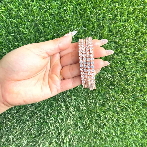 Rose Gold Colored AD Bangles Set of 4, Size 2.8 - Bangles | Laadosa Creations