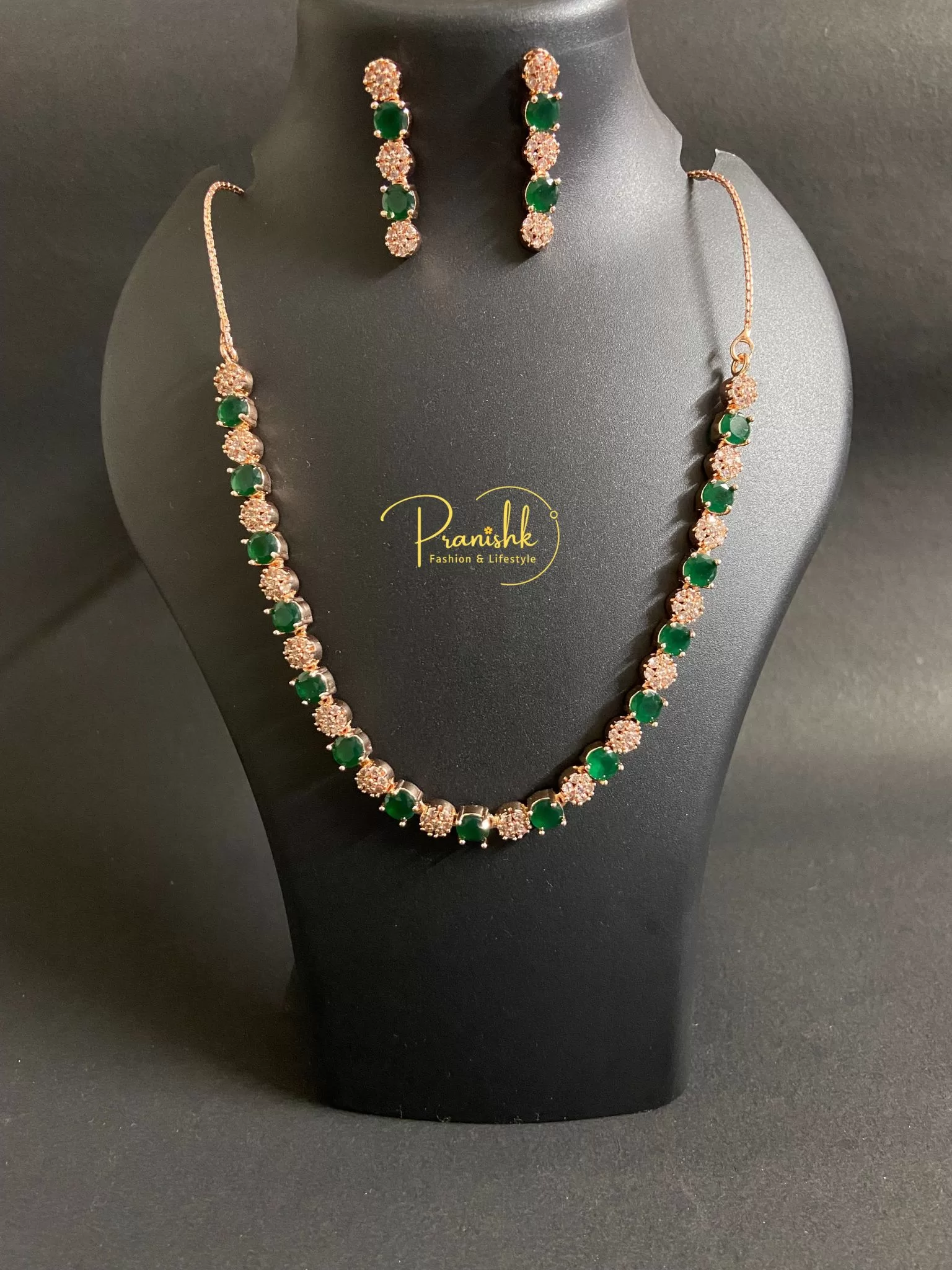 Green And Golden AD Necklace - Necklaces | Laadosa Creations