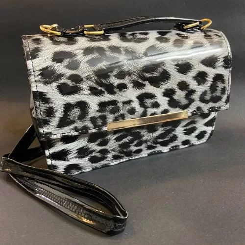 Leopard Print Black And Grey Handbag - Handbags | Laadosa Creations