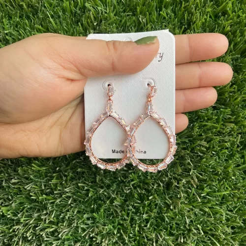 Rose Gold Colored Efulgenz Oval Shape Party Earrings - Earrings | Laadosa Creations