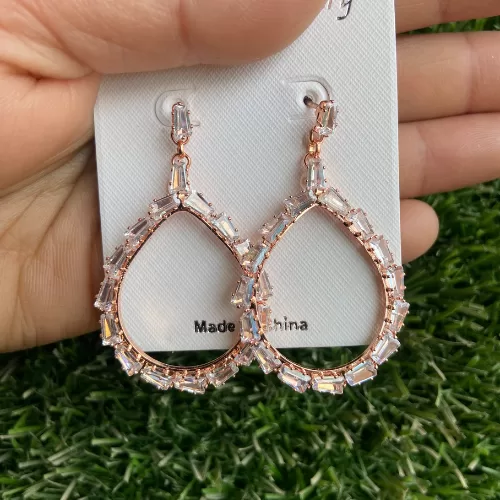 Rose Gold Colored Efulgenz Oval Shape Party Earrings Image 2
