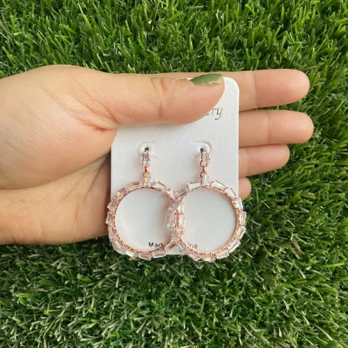 Rose Gold Colored Circular Efulgenz Party Earrings - Earrings | Laadosa Creations