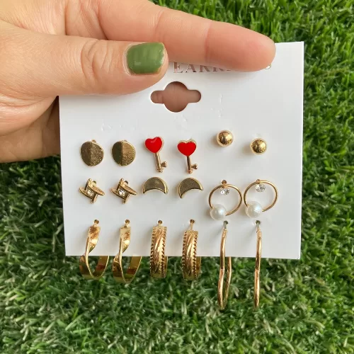 Korean Super Saver Combo of 9 Earrings - Earrings | Laadosa Creations