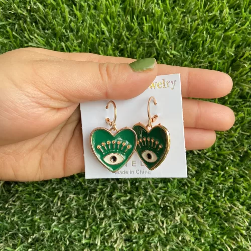 Evil Eye Heart Shaped Earrings - Earrings | Laadosa Creations