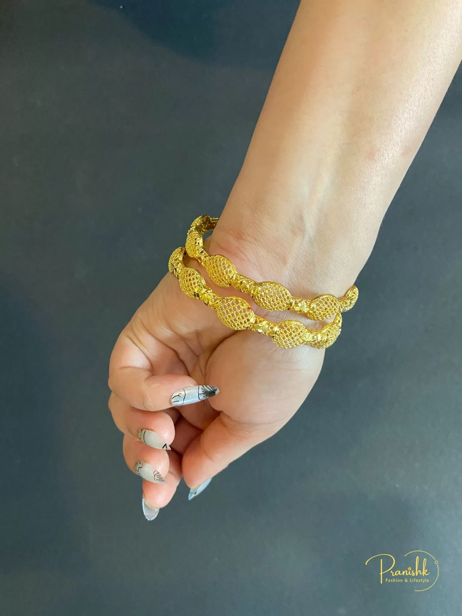 Wedding And Engagement Women Gold Kada-Set of 2, Size 2.8 - Bangles | Laadosa Creations