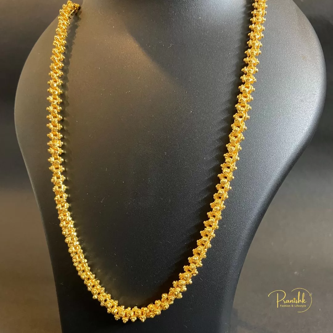 Gold Tone Kerala Sundari Ball Design South Indian Unique Rare Chain Image 2