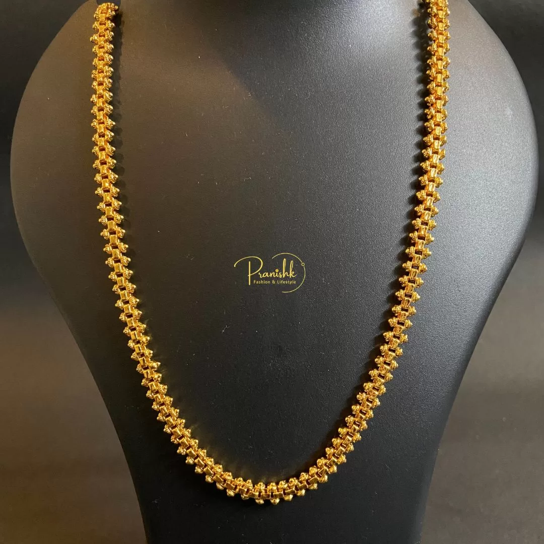 Kerala Sundari S Cut Model Gold Tone Thick Traditional Chain - Chains | Laadosa Creations