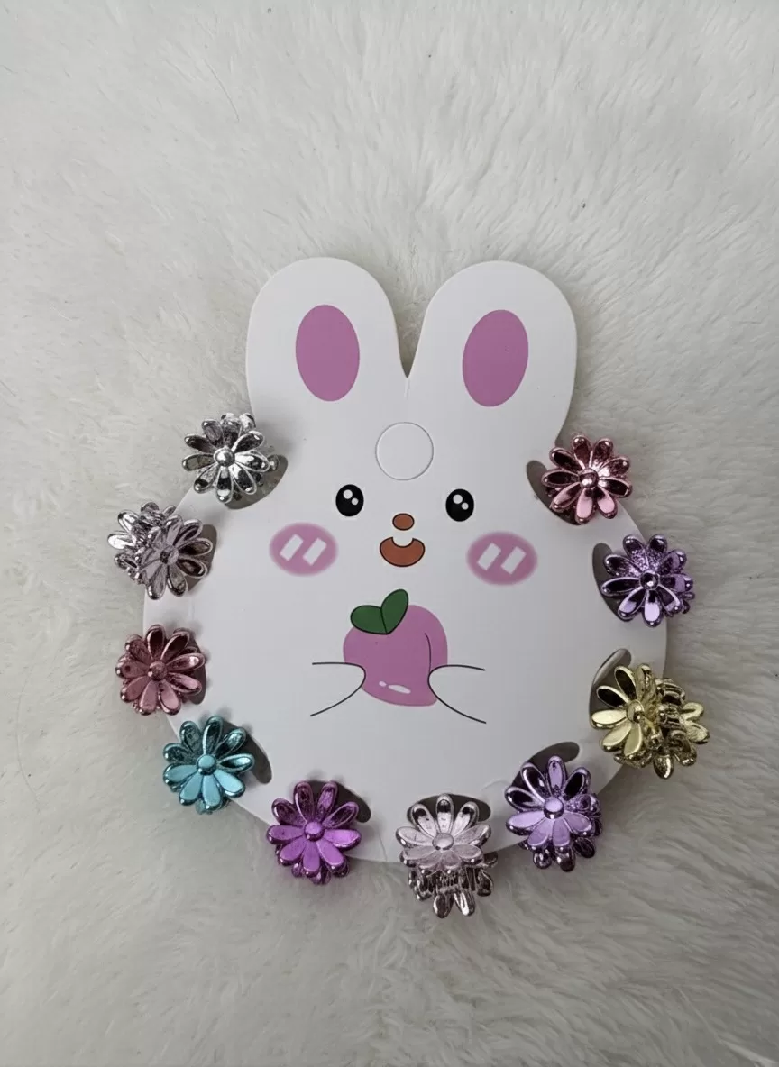 Metallic Daisy Mini Hair Claw Clips, Set of 12 (Multicolor, Flower Design) - Hair Clips | Laadosa Creations