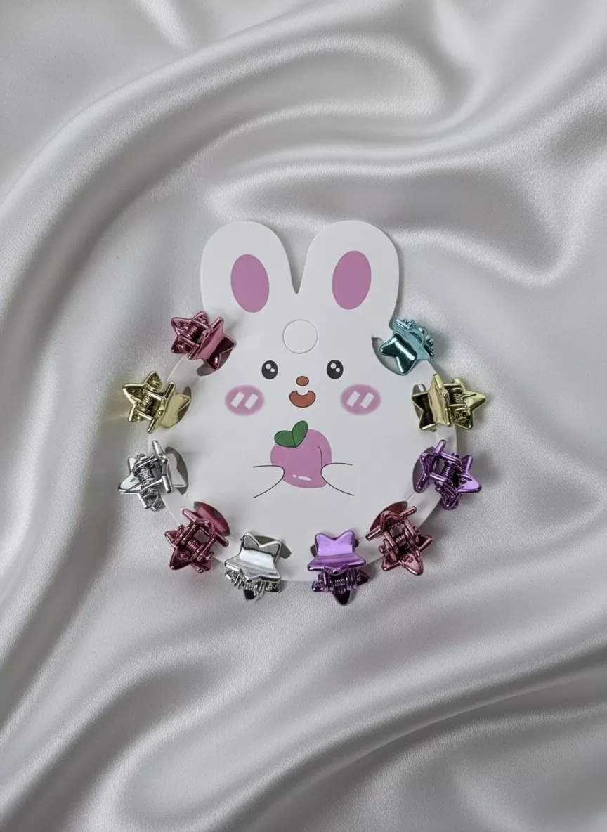 Mini Metallic Star Hair Claw Clips, Set of 12 (Multicolor, Cute Kids Hair Accessories) - Hair Clips | Laadosa Creations