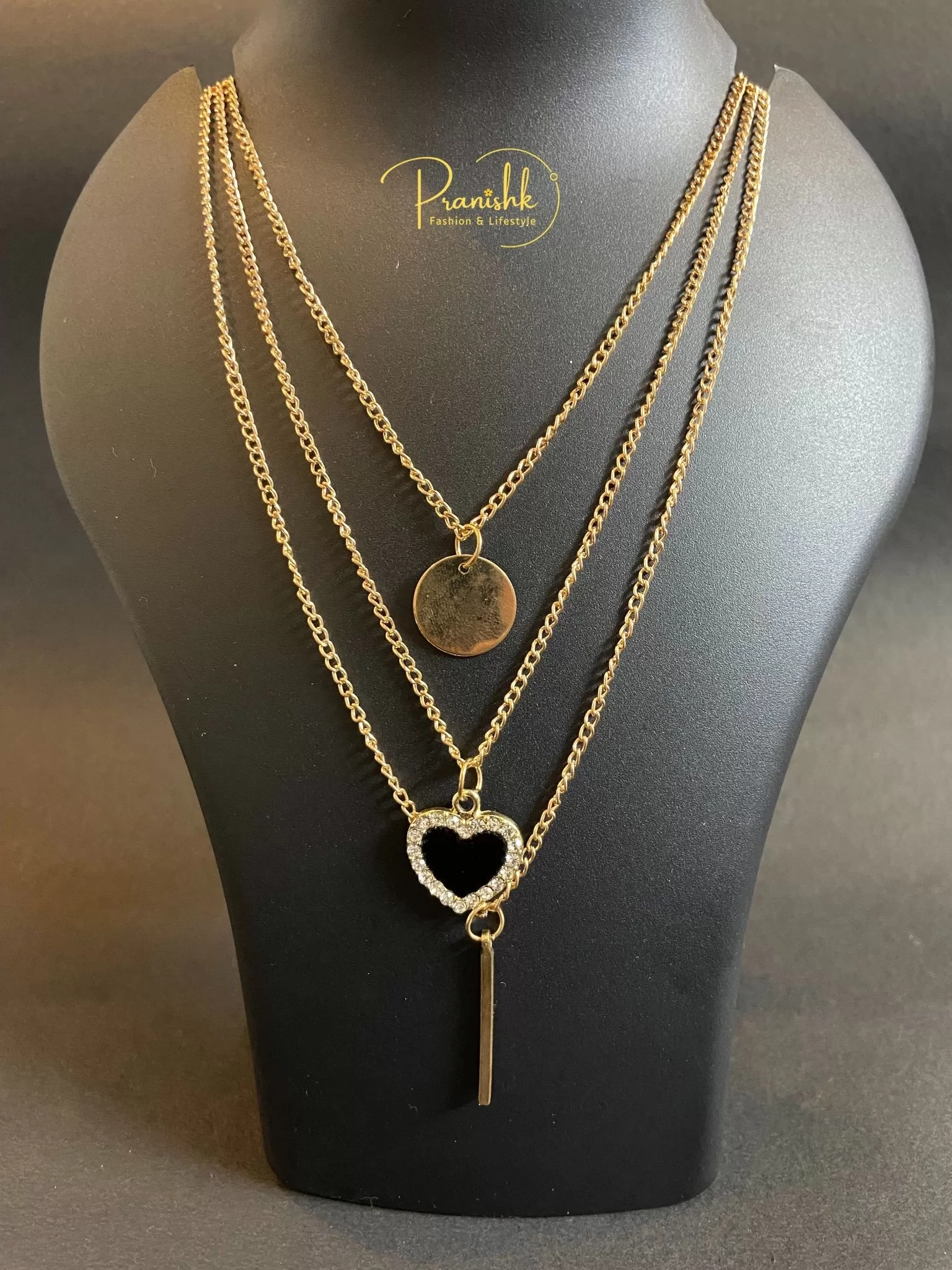Cute Black Heart Pendant With Two More Pendants - Pendants | Laadosa Creations