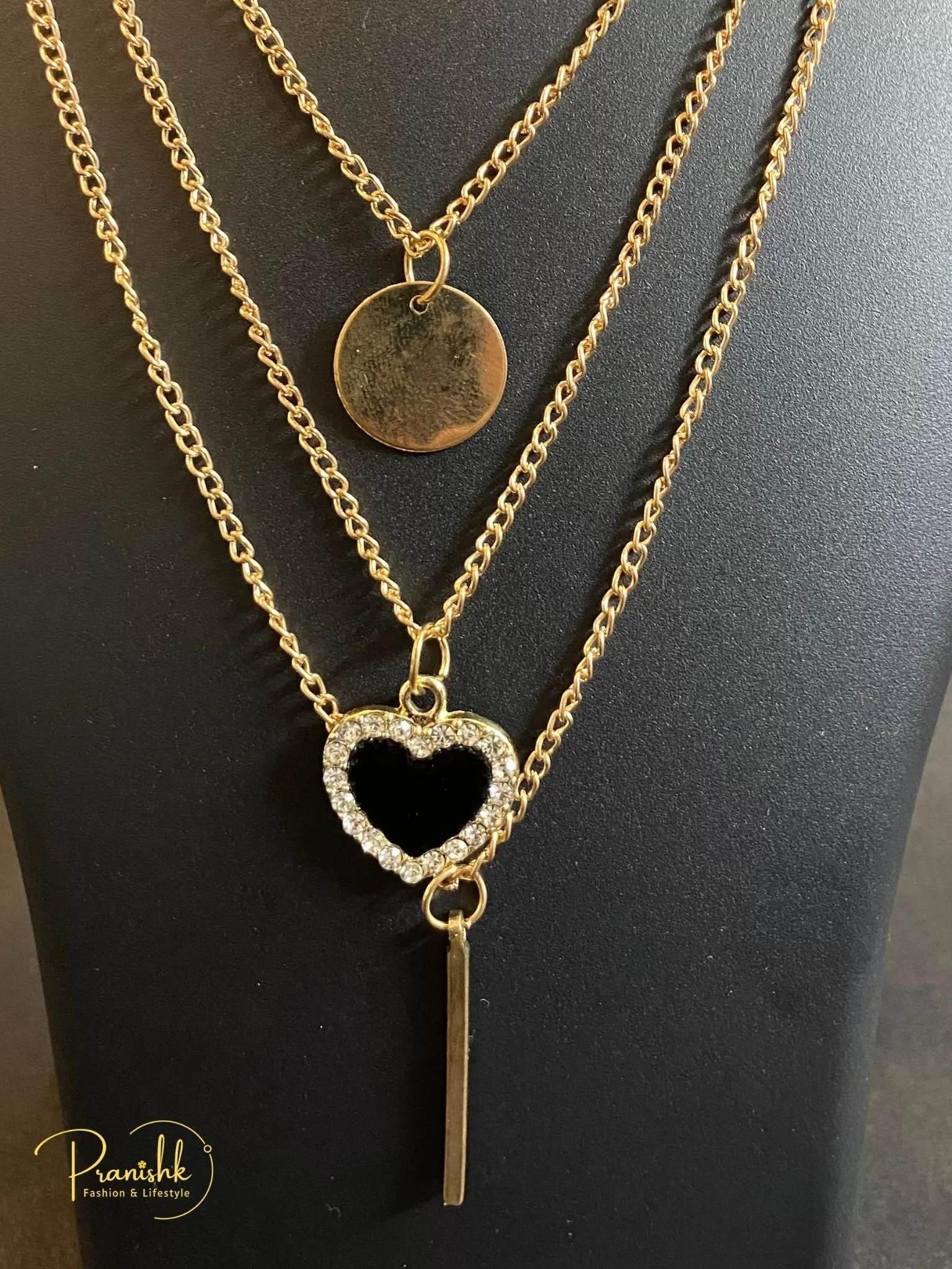Cute Black Heart Pendant With Two More Pendants Image 2