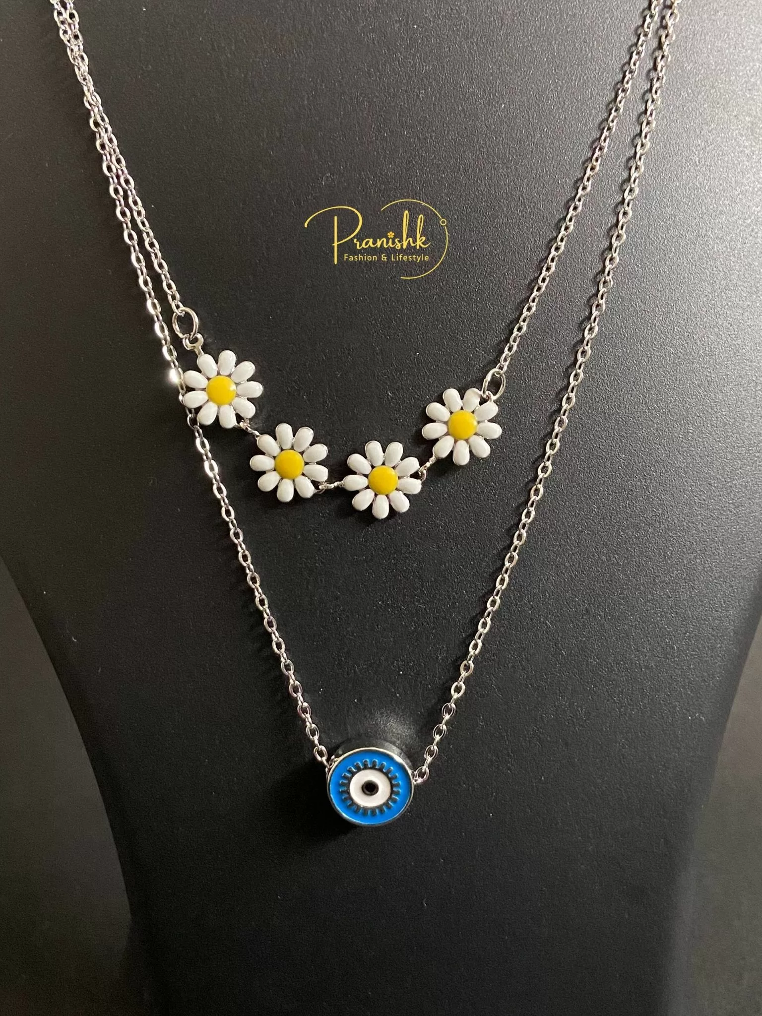 Evil Eye With Daisy Flower Pendant Image 2