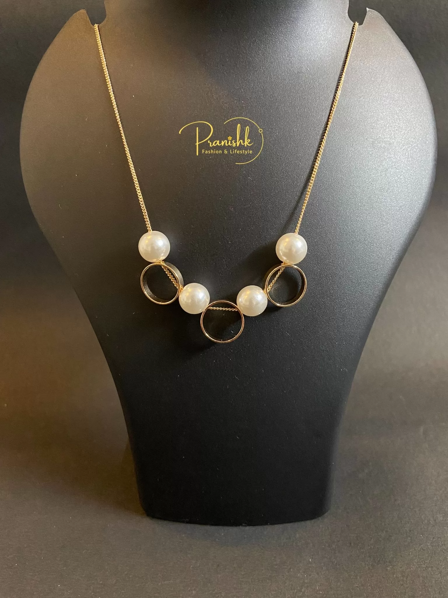Gold Circle with Pearl Pendant - Pendants | Laadosa Creations