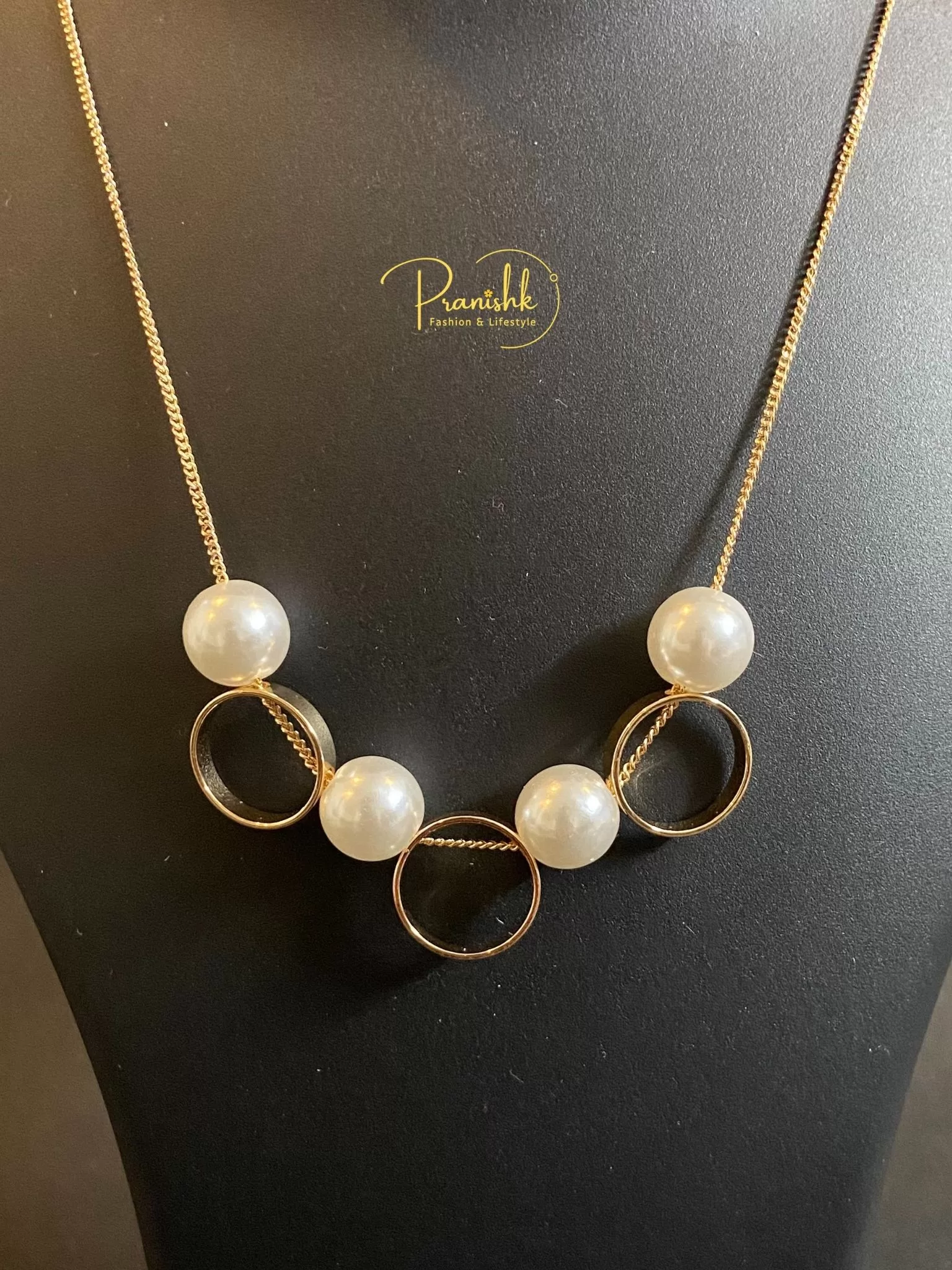 Gold Circle with Pearl Pendant Image 2