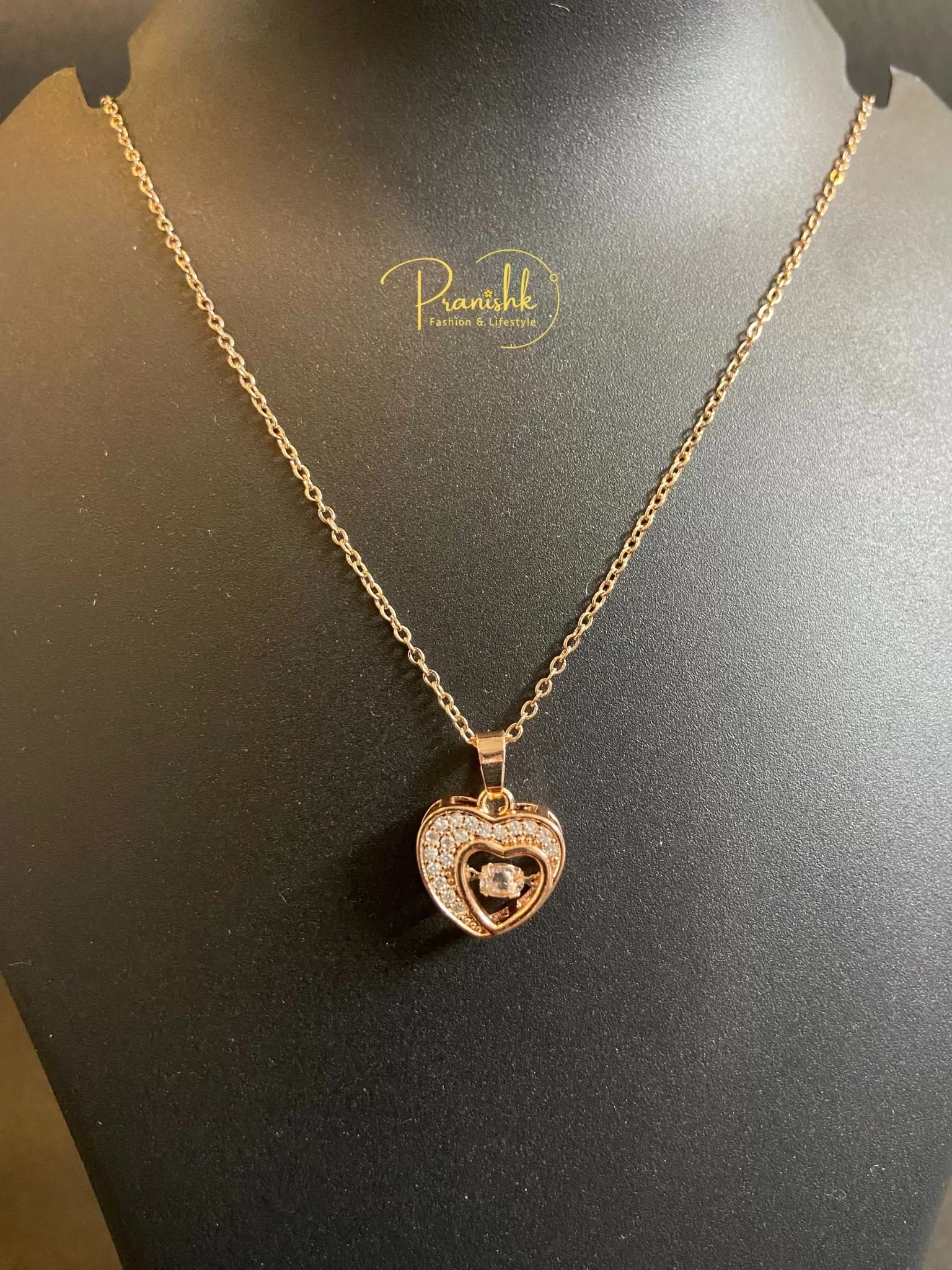Cute Little Heart With Mini Crystal Pendant Image 2