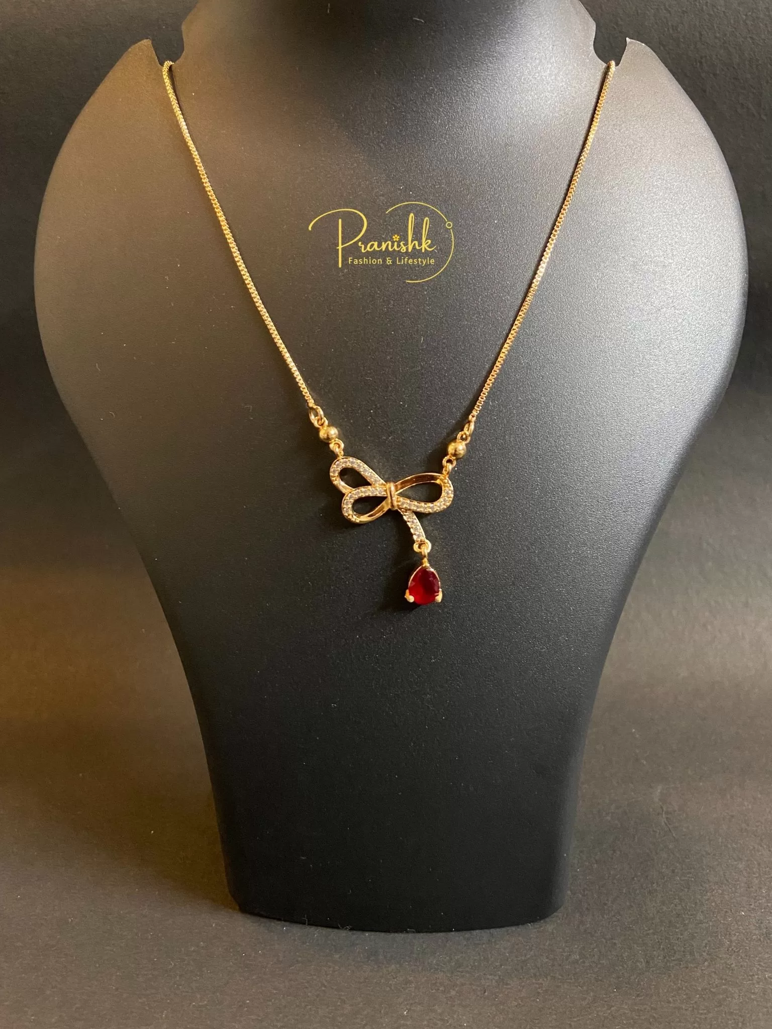 Red Stone Infinity Design AD Pendant - Pendants | Laadosa Creations