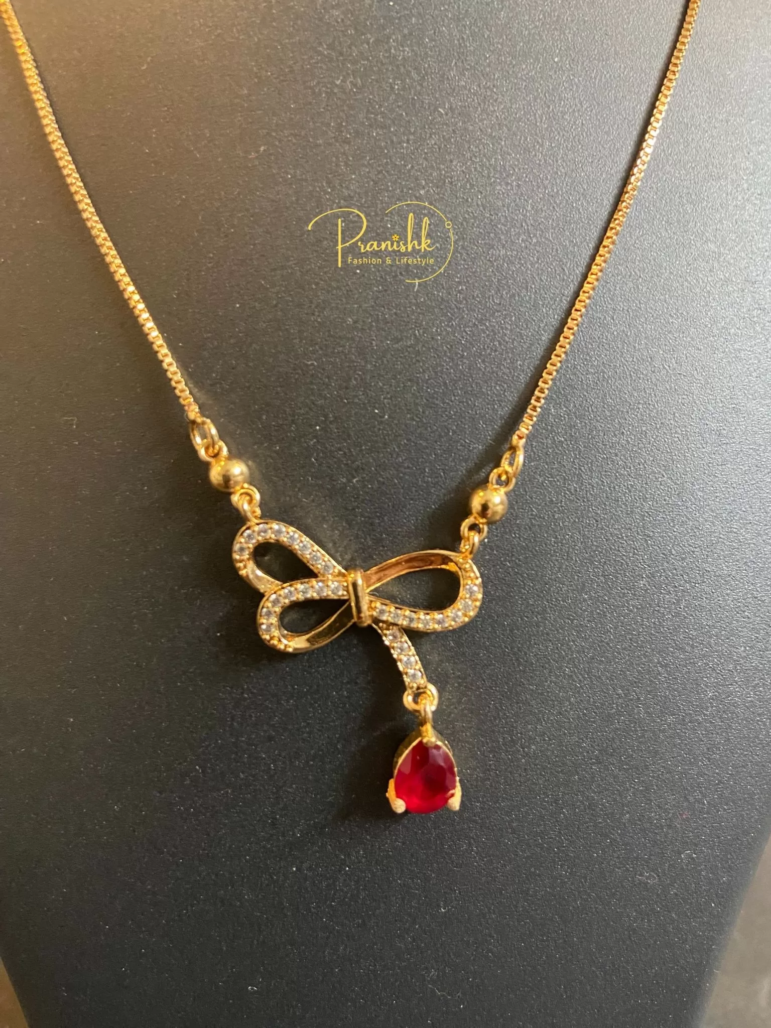 Red Stone Infinity Design AD Pendant Image 2