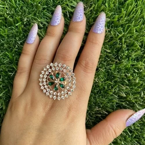 Adjustable Crystal Stone Rings - Green - Rings | Laadosa Creations