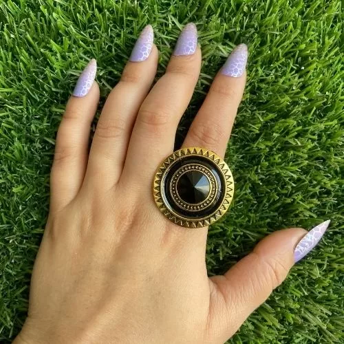 Ancient Black And Golden Circle Shape Egyptian Ring Image 2