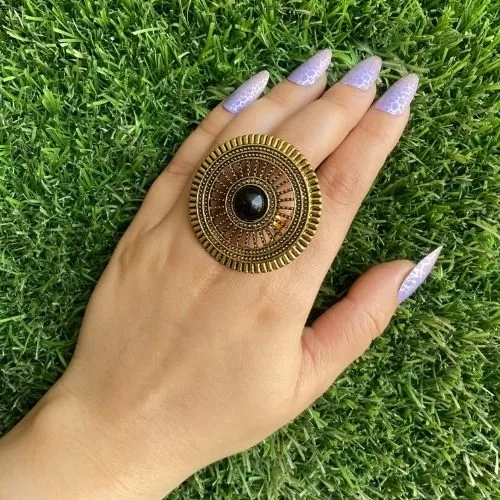 Adjustable Golden Black Roman Ring - Rings | Laadosa Creations