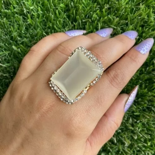 Opal White Monalisa Stone Ring Image 2