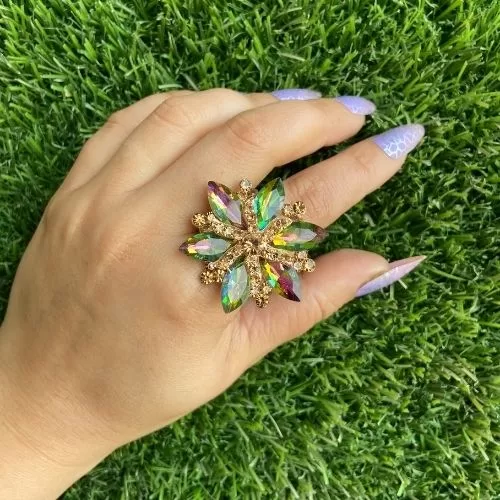 Multicolored Flower Design Fancy Ring Image 2