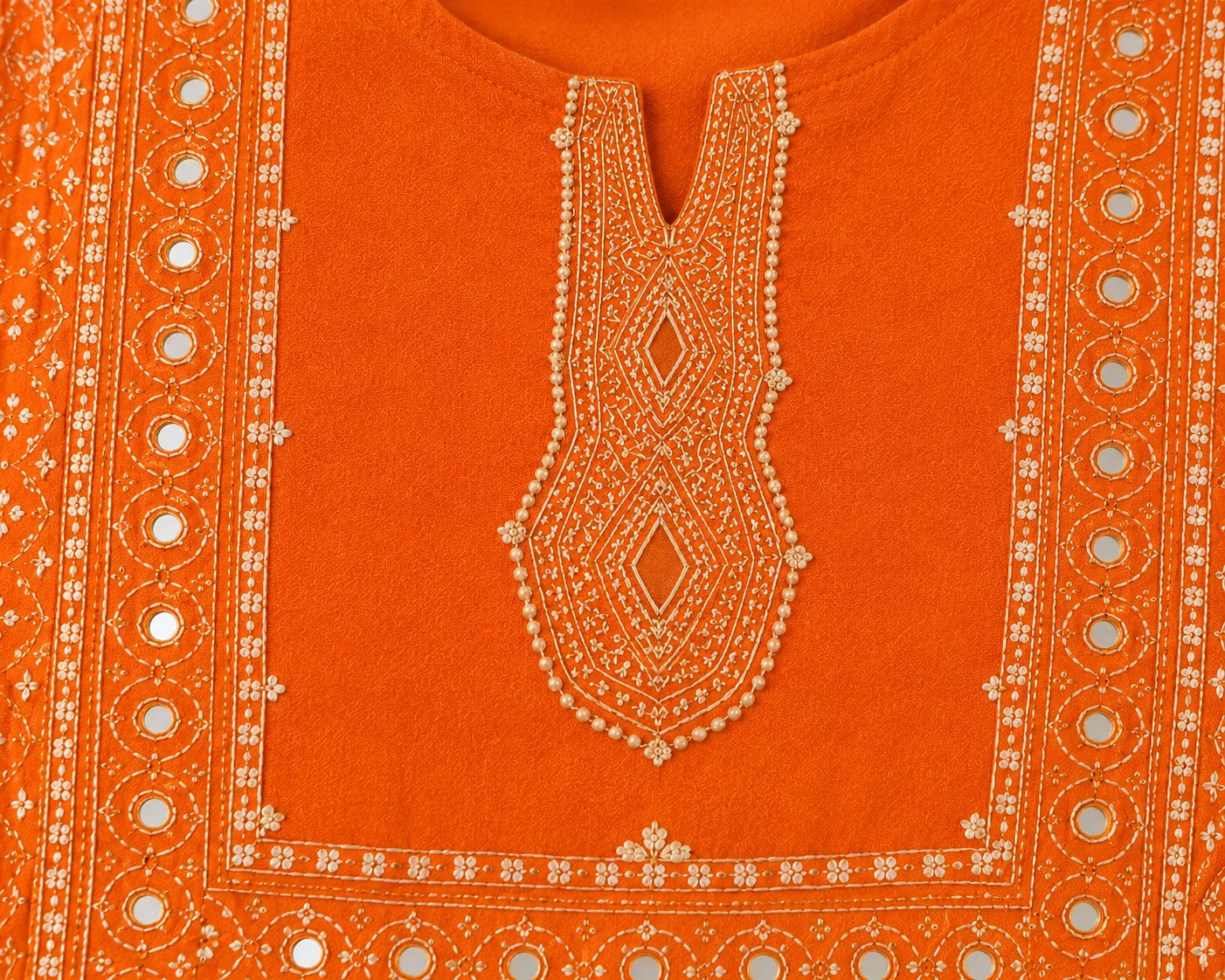 Orange Printed Jaipuri Print Cotton Anarkali Suit Image 4