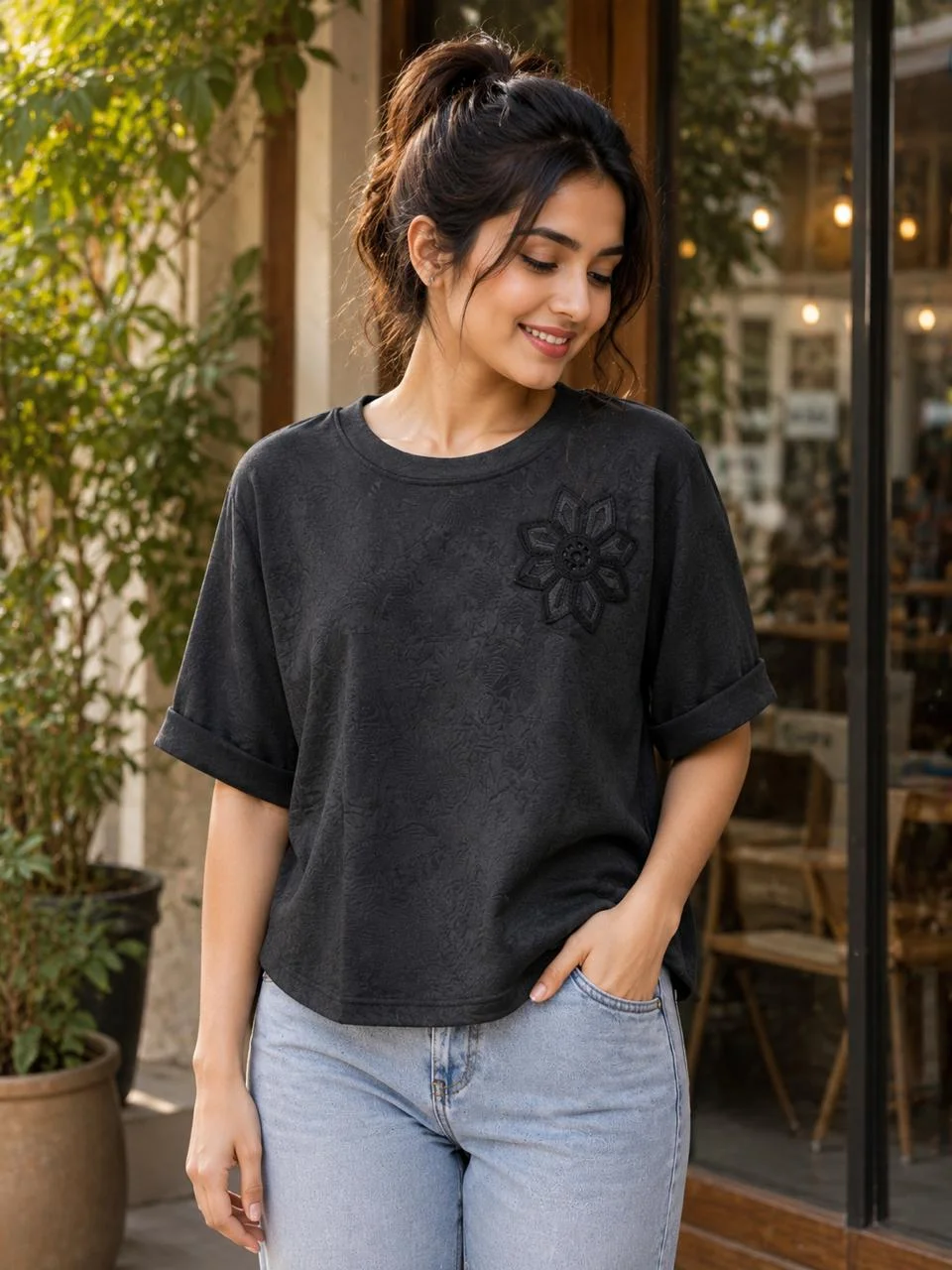 Black Linen Top