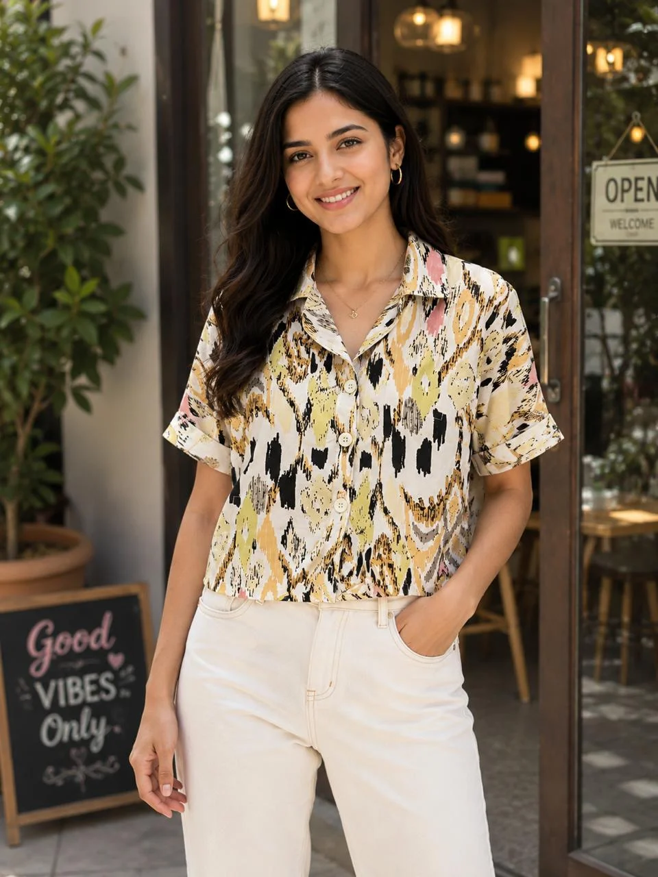 Yellow Cotton Silk Top